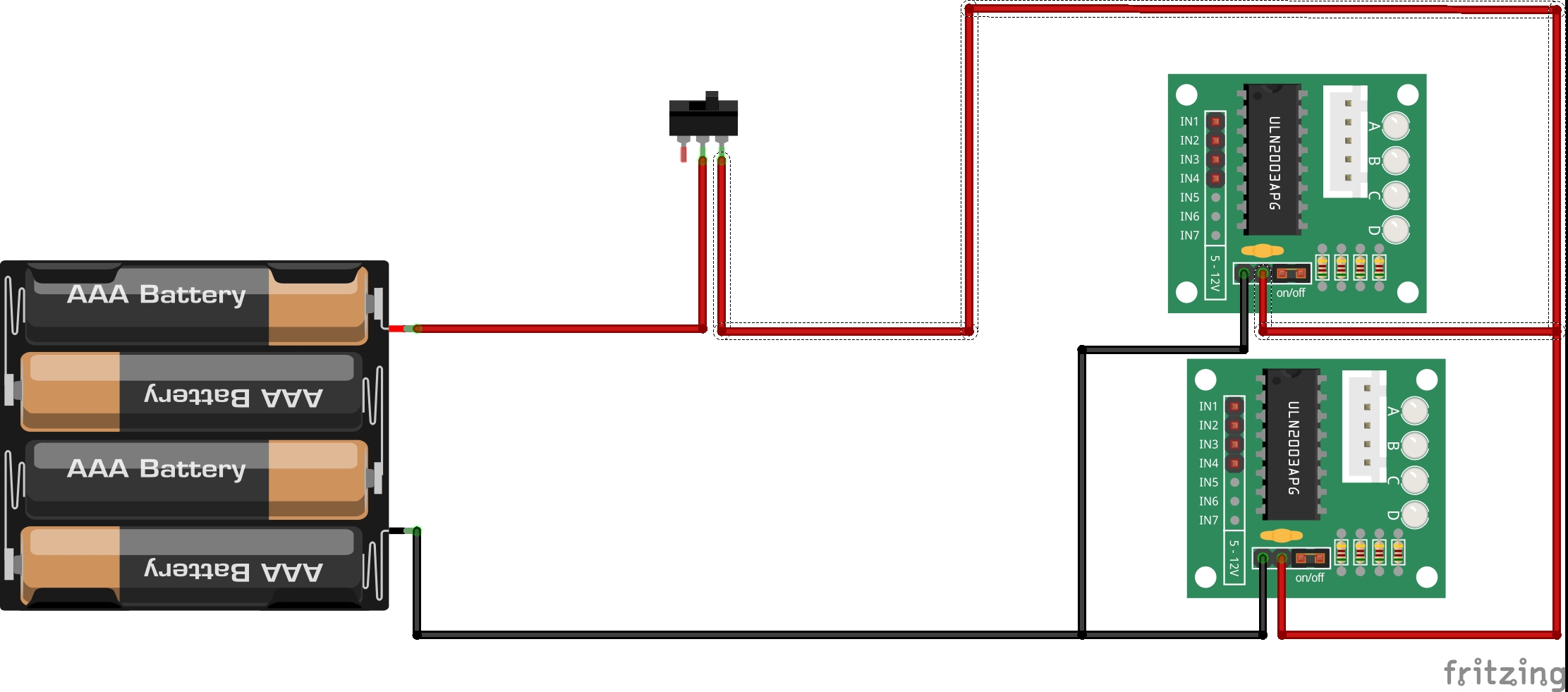 Alimentación de motores directamente dese portapilas