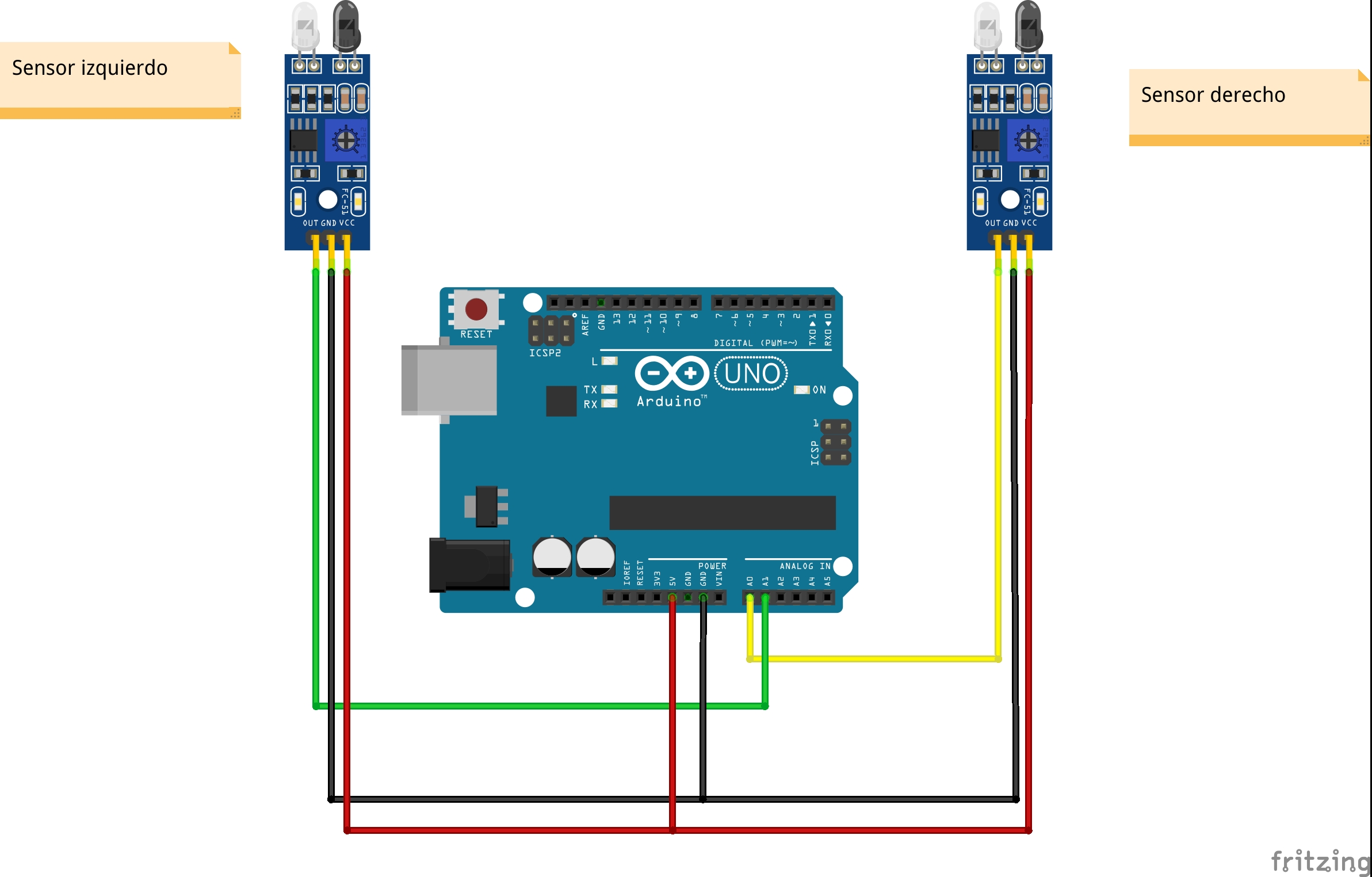 Conexionado de sensores de infrarrojos